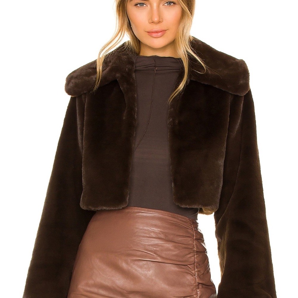 Camila Coelho Cleobella Cropped Faux Fur Jacket